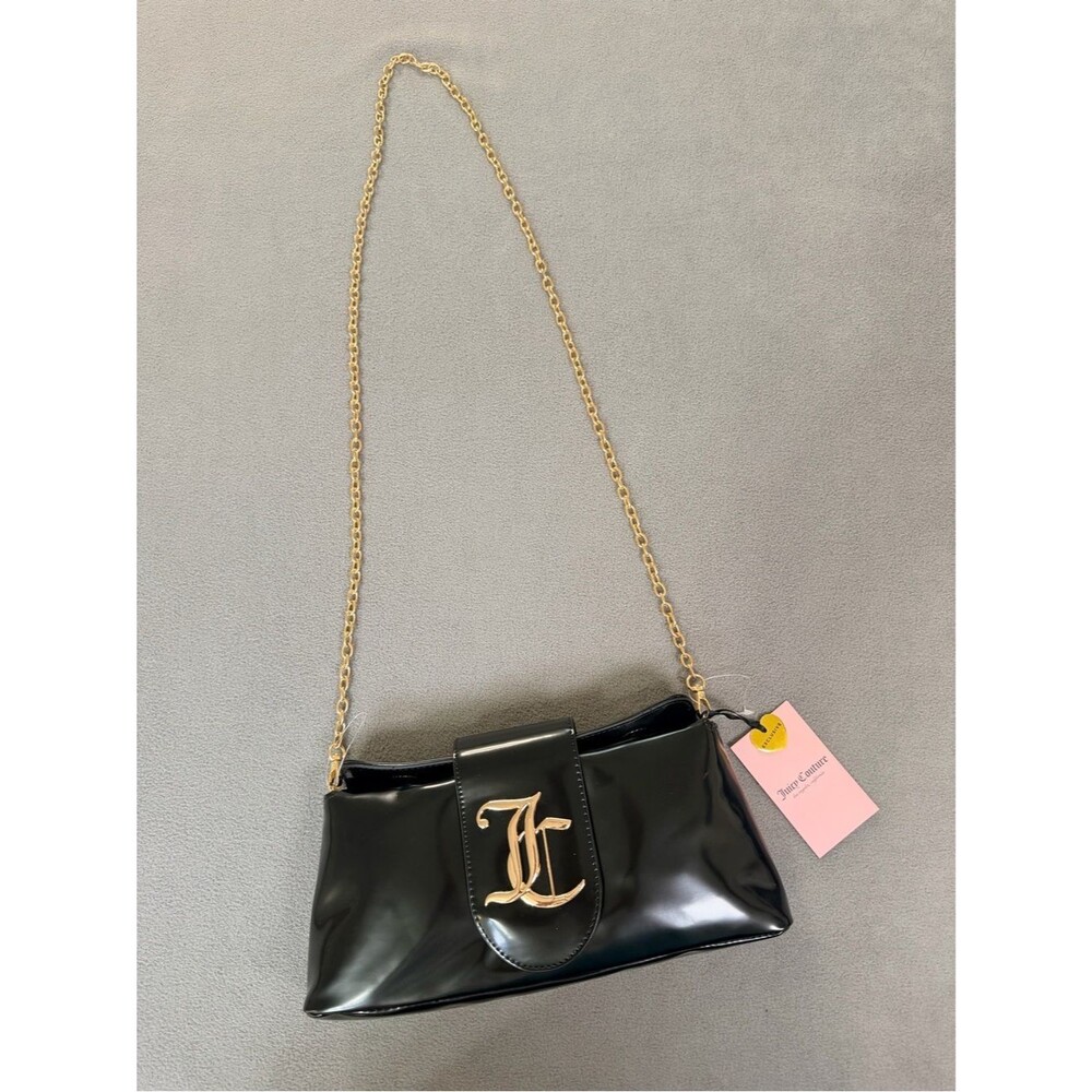 Juicy Couture Overstated Clutch Liquorice Black/Gold Chain Shoulder Bag- NWT